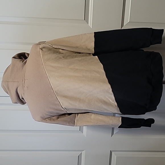 Ampersand Ave Madrid XL Tan and Black Casual Comfy Colorblock Hoodie Sweatshirt - Picture 13 of 14